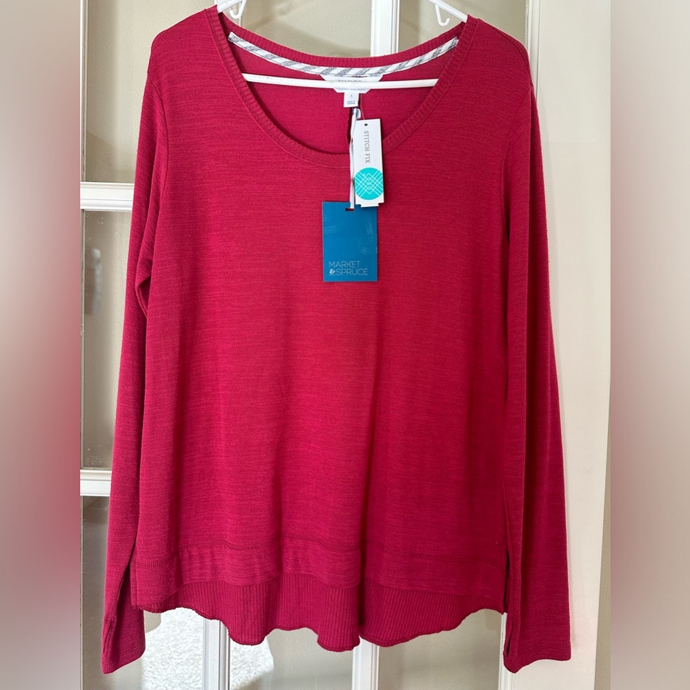 Market & Spruce Tossie Ribbed Hem Knit Top NWT